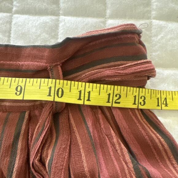 AMERICAN EAGLE Pants Womens Small Short Rust Red Striped Harem Belted Bohemian - Picture 7 of 11